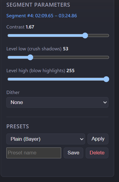 Segment parameters